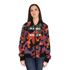 Kamo x Kelly Women’s Camo Bomber Jacket — Colorful All-Over Print