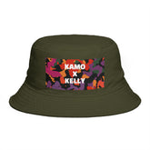 Kamo x Kelly Camo Patch Bucket Hat — Olive Green Streetwear Sun Hat