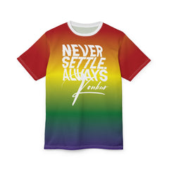 Never Settle Always Tee - Rainbow Gradient Graphic Tee