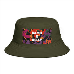 Kamo x Kelly Camo Patch Bucket Hat — Olive Green Streetwear Sun Hat