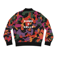 Kamo x Kelly Women’s Camo Bomber Jacket — Colorful All-Over Print